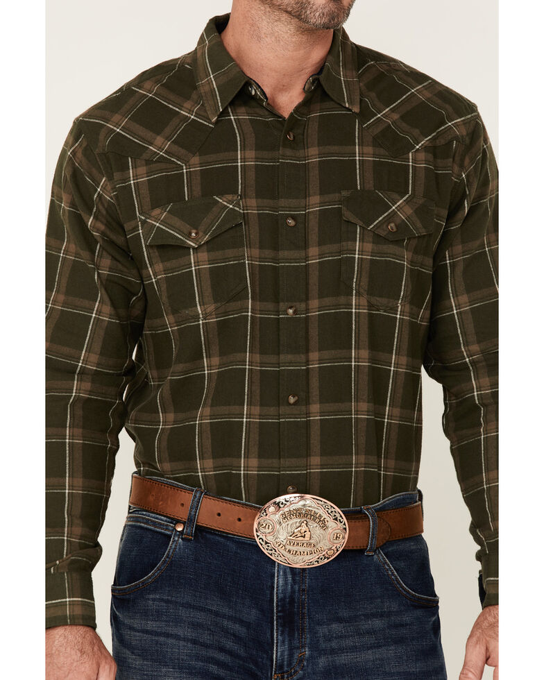 Cody James Men's Gator Trap Large Plaid Long Sleeve Snap Western Flannel Shirt - Big & Tall , Forest Green, hi-res