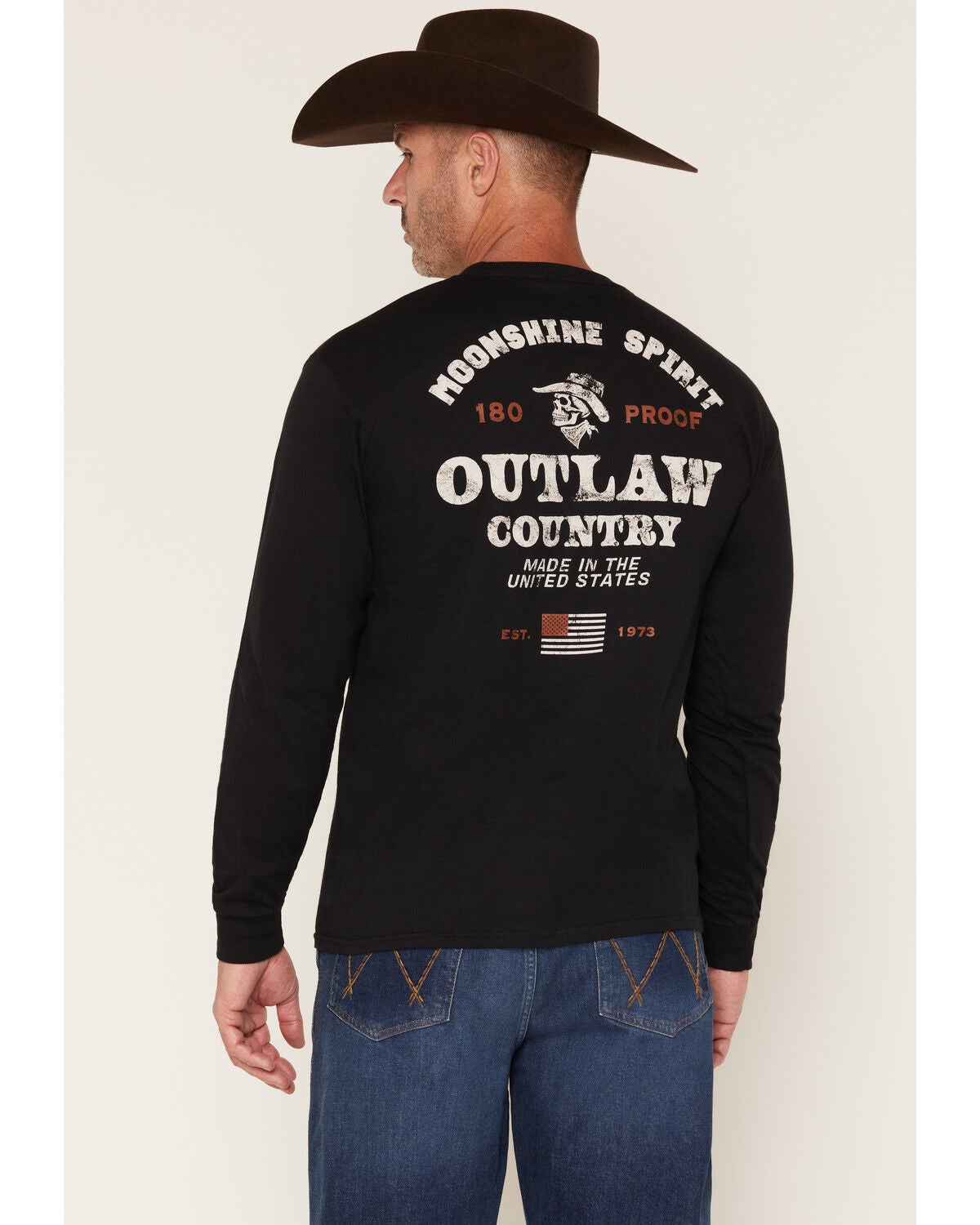 Image #1 - Moonshine Spirit&reg; Men's Cowboy Long Sleeve Graphic T-Shirt, Black, hi-res