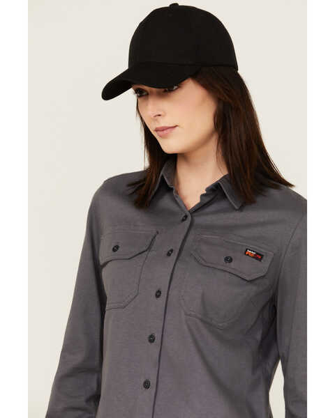 Image #2 - Timberland Pro Women's FR Cotton Core Button-Down Work Shirt , Charcoal, hi-res