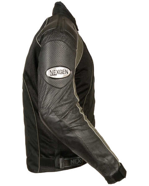 Image #2 - Milwaukee Leather Men's Combo Leather Textile Mesh Racer Jacket, Dark Grey, hi-res