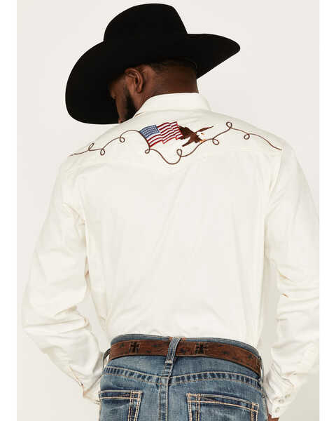 Image #4 - Roper Men's Old West Long Sleeve Pearl Snap Western Shirt, White, hi-res