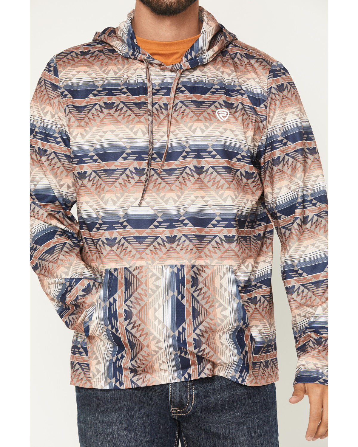 Image #3 - Rock & Roll Denim Men's Southwestern Print Performance Hooded Sweatshirt, Tan, hi-res