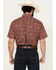 Image #4 - Roper Men's West Made Paisley Print Short Sleeve Snap Western Shirt , Burgundy, hi-res