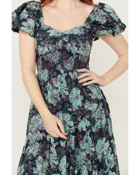 Image #3 - Free People Women's Sundrenched Floral Short Sleeve Maxi Dress , Green, hi-res