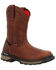 Image #1 - Rocky Men's Rams Horn Waterproof Pull-On Work Boots - Soft Toe, Dark Brown, hi-res