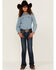 Image #1 - Shyanne Little Girls' Southwestern Dreamcatcher Pocket Bootcut Jeans, Blue, hi-res
