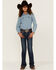Shyanne Little Girls' Southwestern Dreamcatcher Pocket Bootcut Jeans , Blue, hi-res