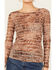 Image #3 - Vocal Women's Snake Print Long Sleeve Mesh Top, Brown, hi-res