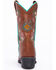 Shyanne Girls' Floral Embroidery Western Boots - Snip Toe, Brown, hi-res