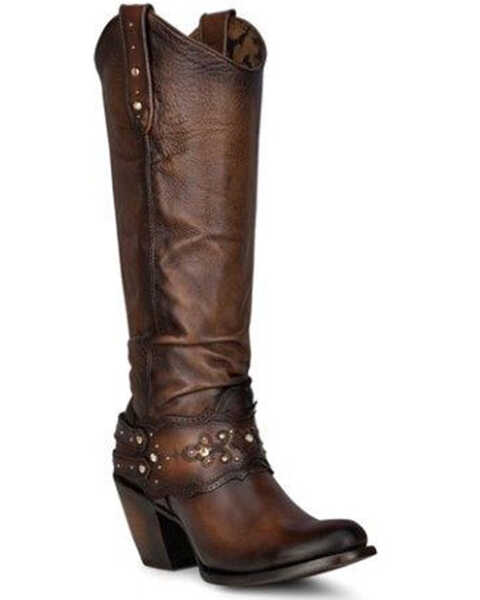 Image #1 - Cuadra Women's Laser and Crystal Western Boots - Medium Toe, Brown, hi-res