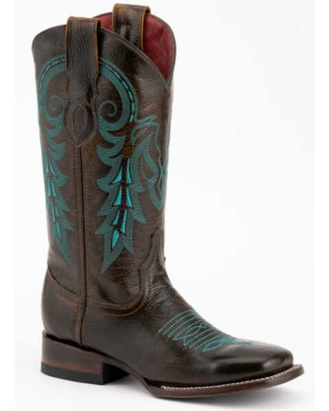 Image #1 - Ferrini Women's Blaze Western Boots - Broad Square Toe , Chocolate, hi-res