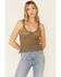 Image #1 - Very J Women's Crochet Knit Sweater Tank Top, Olive, hi-res