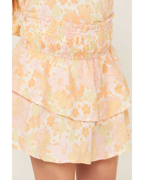 Hayden LA Girls' Pale Print Ruffle Skirt, Yellow, hi-res
