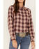 Ariat Women's R.E.A.L. Billie Jean Rose Dobby Plaid Long Sleeve Button Shirt, Rose, hi-res