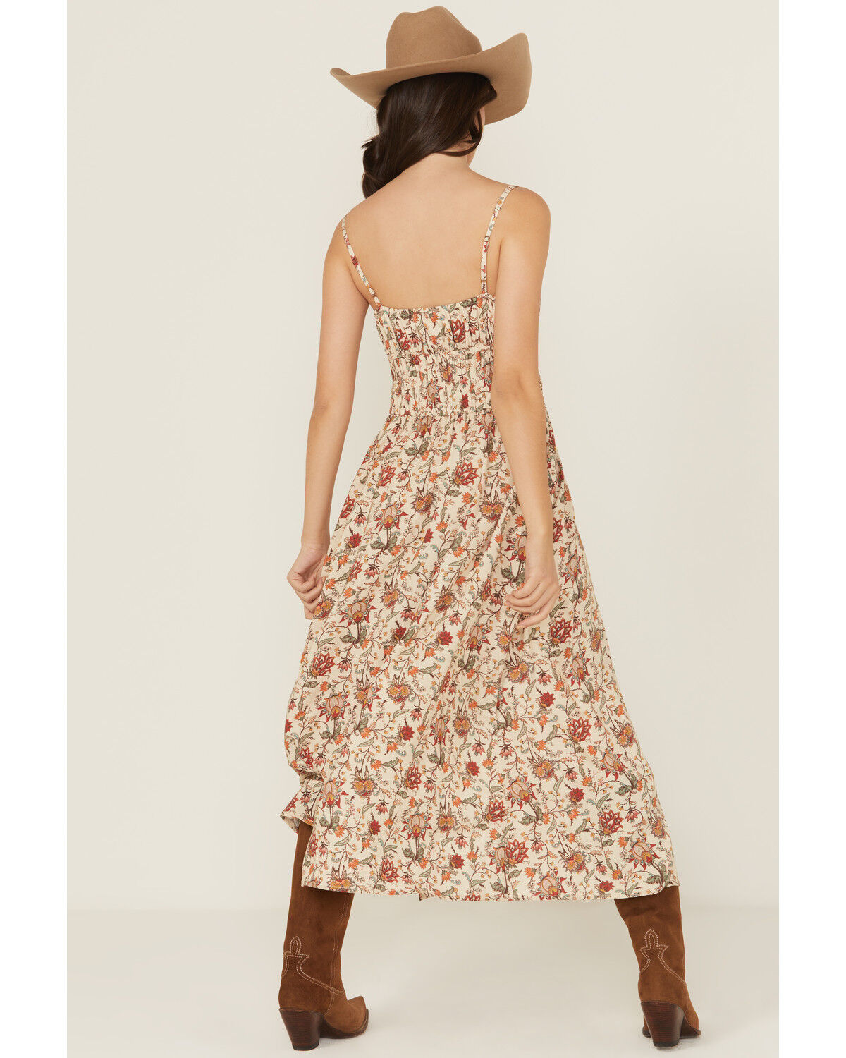 Image #4 - Rock & Roll Denim Women's Floral Print Sleeveless Midi Dress, Natural, hi-res