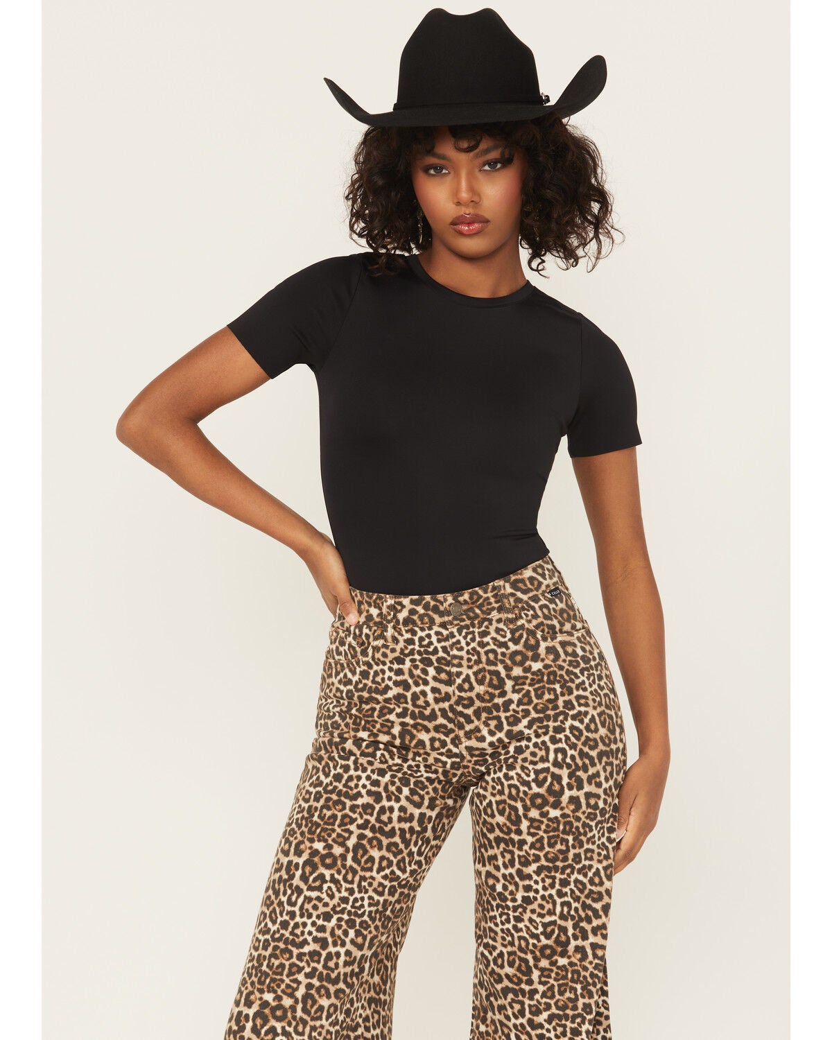 Good American Women's Sculpting Solid Short Sleeve Bodysuit, Black, hi-res