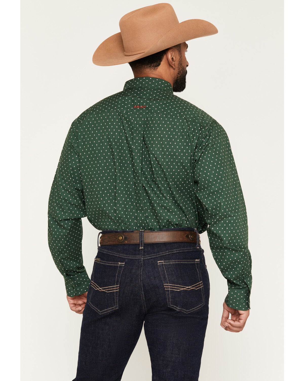 Image #4 - Ariat Men's Larkspur Medallion Print Long Sleeve Button-Down Western Shirt, Green, hi-res