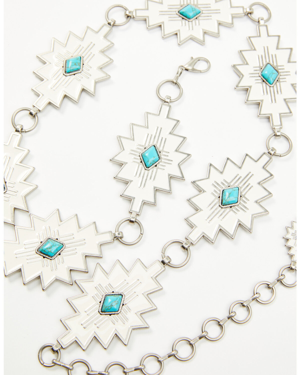 Image #2 - Shyanne Women's Celeste Southwestern Motif Chain Belt, Silver, hi-res