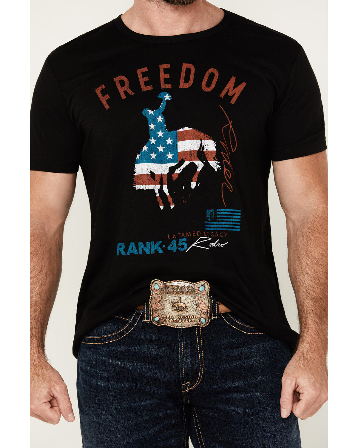 Image #3 - RANK 45® Men's Freedom Rider Americana Short Sleeve Graphic T-Shirt, Black, hi-res