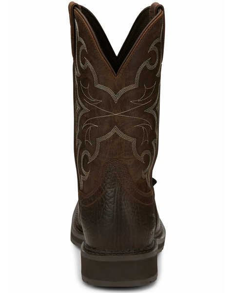 Image #4 - Justin Men's Amarillo Cactus Western Work Boots - Steel Toe, Brown, hi-res