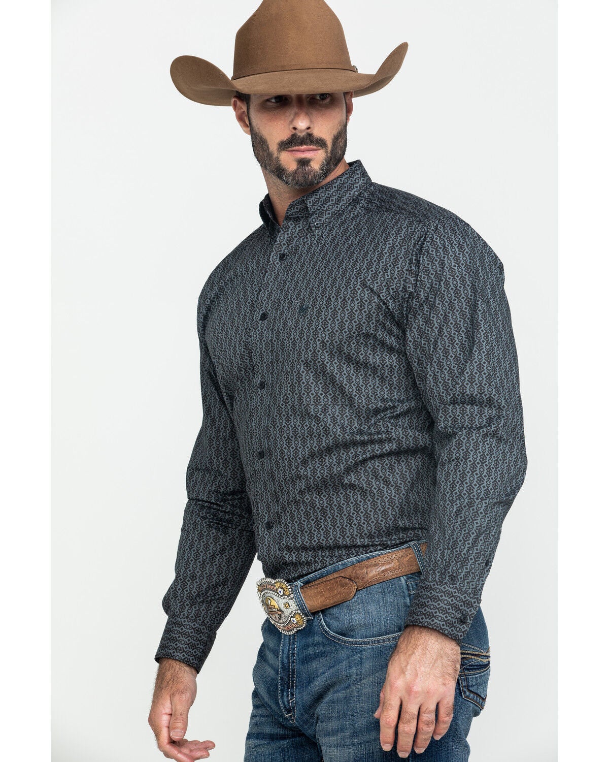 ARIAT Mens Fitted Long Sleeve Stretch Casual ButtonDown Shirts