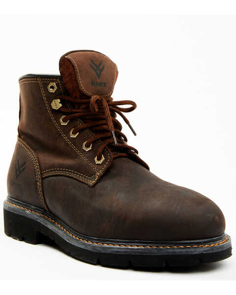Image #1 - Hawx Men's Oily Crazy Horse Lace-Up 6" Work Boot - Composite Toe , Brown, hi-res