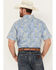 Panhandle Select Men's Paisley Print Short Sleeve Button-Down Western Shirt , Blue, hi-res