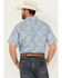 Panhandle Select Men's Paisley Print Short Sleeve Button-Down Western Shirt , Blue, hi-res
