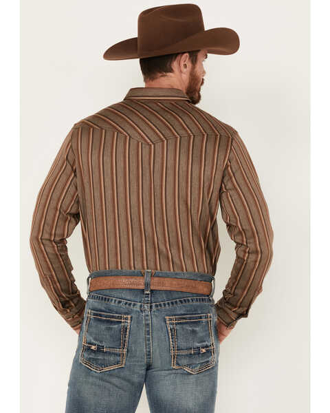 Image #5 - Cody James Men's Railway Striped Long Sleeve Snap Western Shirt, Brown, hi-res