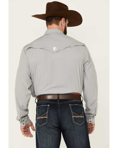 Image #4 - RANK 45® Men's Roughie Performance Long Sleeve Snap Solid Western Shirt , Grey, hi-res