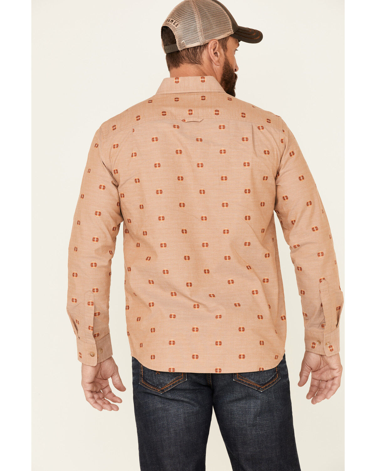 Image #4 - Pendleton Men's All-Over Dobby Chambray Long Sleeve Button Down Western Shirt, Tan, hi-res