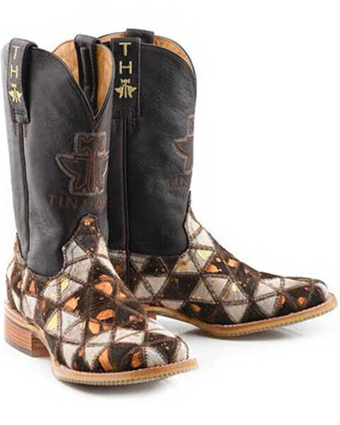 Tin Haul Women's Shaggy Diamonds Western Boots - Broad Square Toe, Brown, hi-res