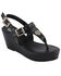 Image #1 - Milwaukee Leather Women's Buckle Strap Wedge Sandals, Black, hi-res