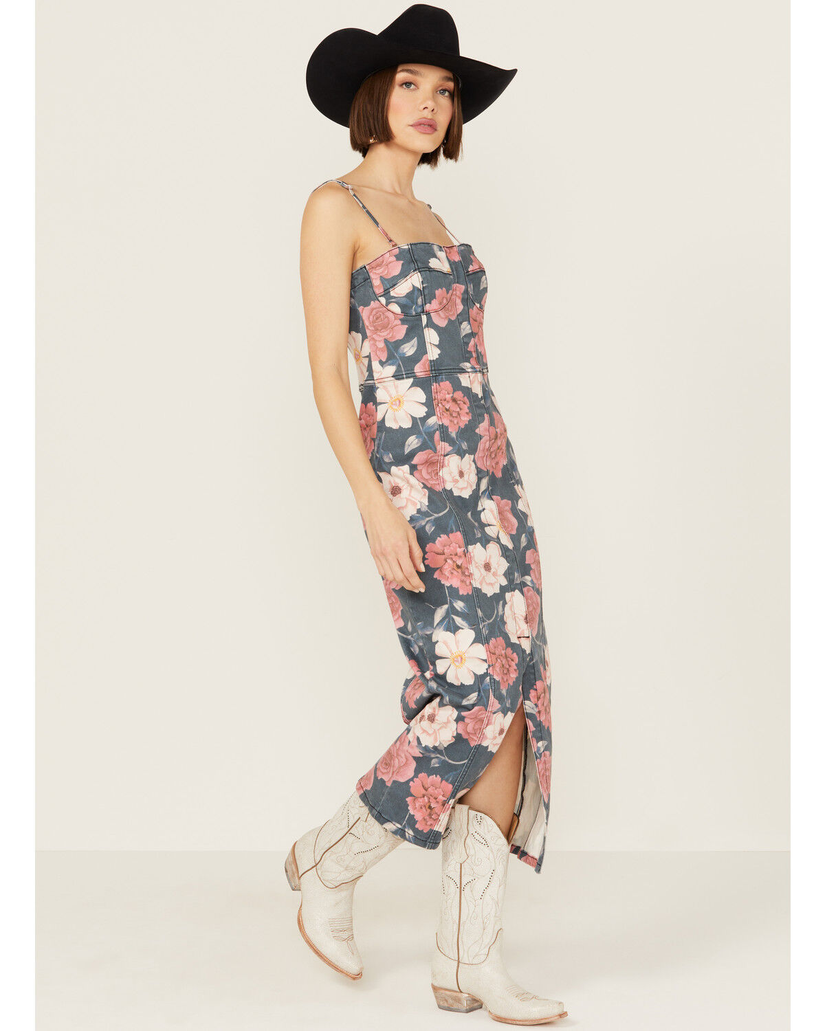 Image #2 - Driftwood Women's Floral Sweetheart Masquerade Noir Midi Dress, Black, hi-res