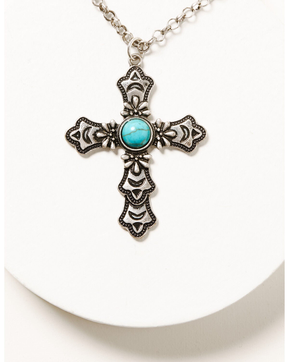 Turquoise Cross Pendant Jewelry Set 