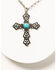 Shyanne Women's Silver & Turquoise Cross Pendant Jewelry Set, Silver, hi-res