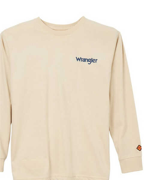 Image #2 - Wrangler Men's FR 47 Longhorn Skull Long Sleeve Graphic T-Shirt, Sand, hi-res
