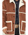 Image #3 - Wrangler Men's Faux Suede Sherpa Lined Button-Down Jacket, Camel, hi-res