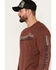 Image #2 - Brothers and Sons Men's Color Block Sunset Logo Long Sleeve T-Shirt, Burgundy, hi-res