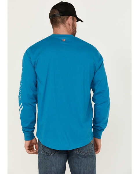 Image #4 - Hawx Men's Long Sleeve Knit Solid Logo Long Sleeve Work T-Shirt, Teal, hi-res