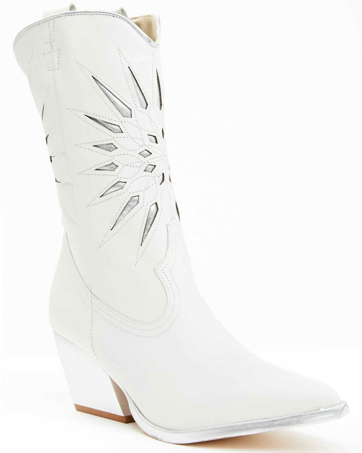 Image #1 - Golo Women's Mae Sun Inlay Western Fashion Boots - Snip Toe, White, hi-res