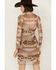 Image #4 - Rock & Roll Denim Women's Long Sleeve Mesh Western Print Dress, Taupe, hi-res