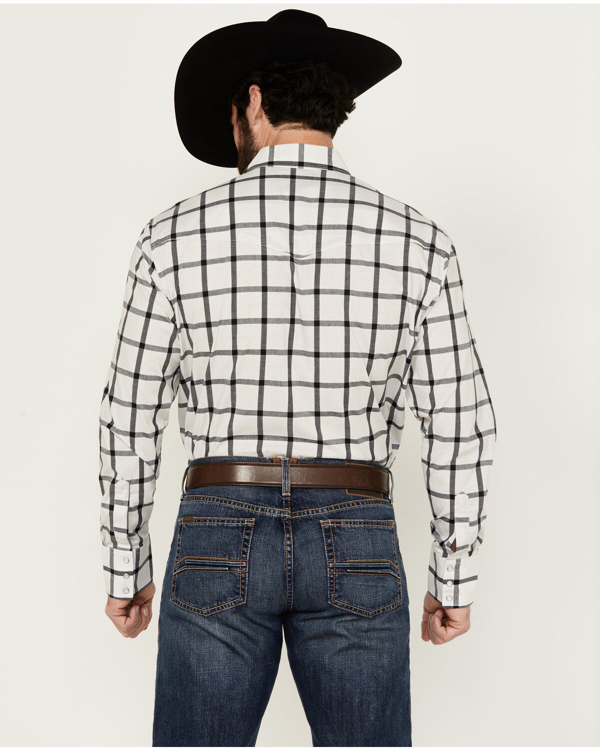 Image #4 - Wrangler Men's Plaid Print Long Sleeve pearl Snap Stretch Western Shirt, White, hi-res