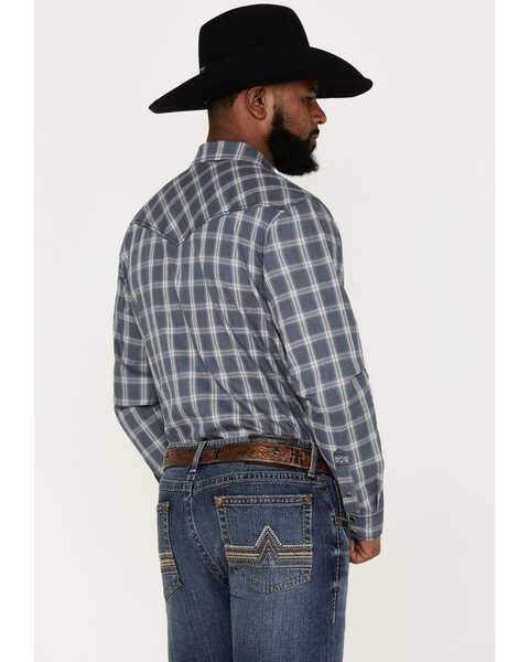 Image #4 - Cody James Men's Lingo Plaid Print Long Sleeve Snap Western Shirt, Navy, hi-res