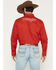 Image #4 - Wrangler Men's Americana Fill Logo Long Sleeve Snap Western Shirt, Red, hi-res
