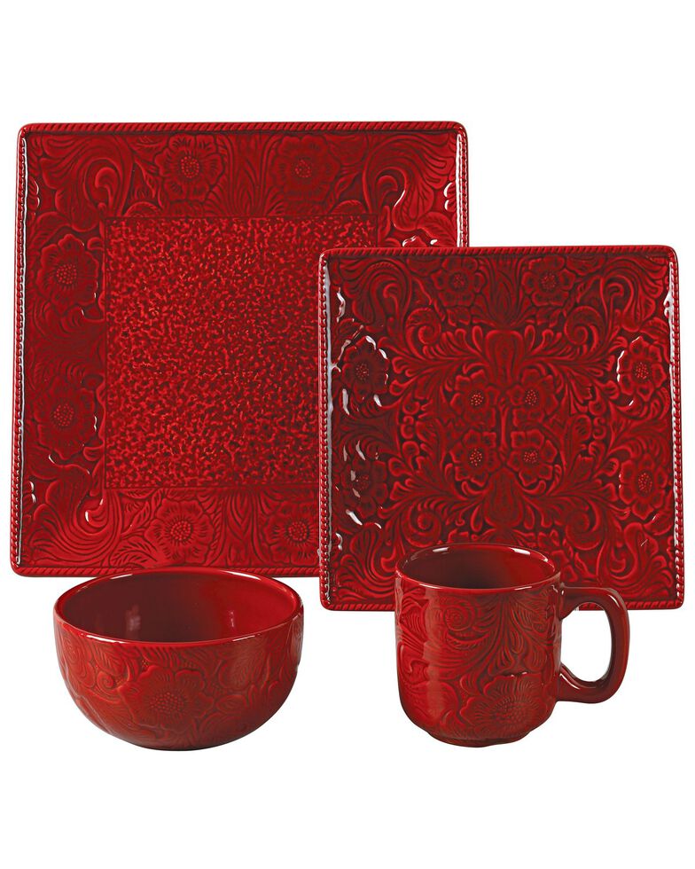 HiEnd Accents Savannah Red Dinnerware Set, Red, hi-res