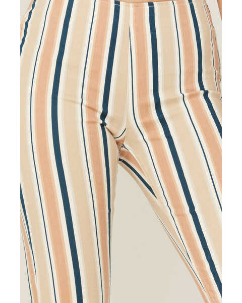 Image #2 - Rock & Roll Denim Women's Striped Pull On Flare Jeans, Tan, hi-res