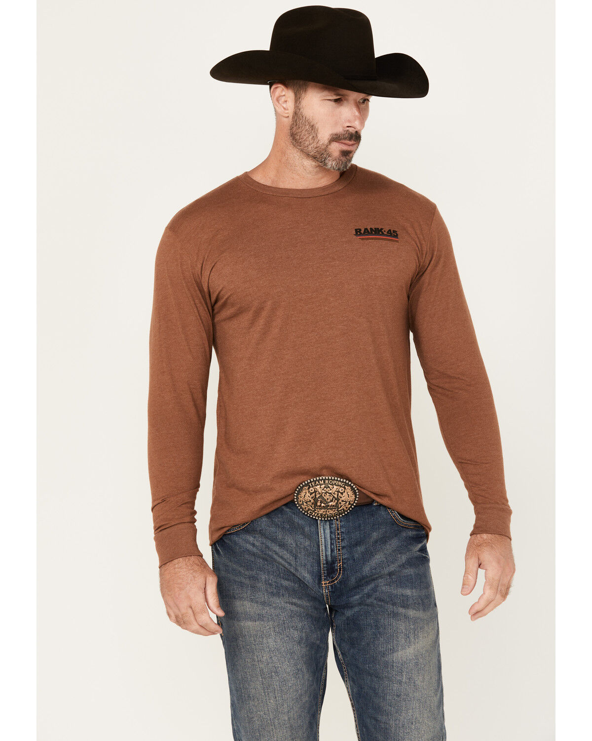 Image #2 - RANK 45® Men's Sunset Scenic Cowboy Long Sleeve Graphic T-Shirt, Lt Brown, hi-res