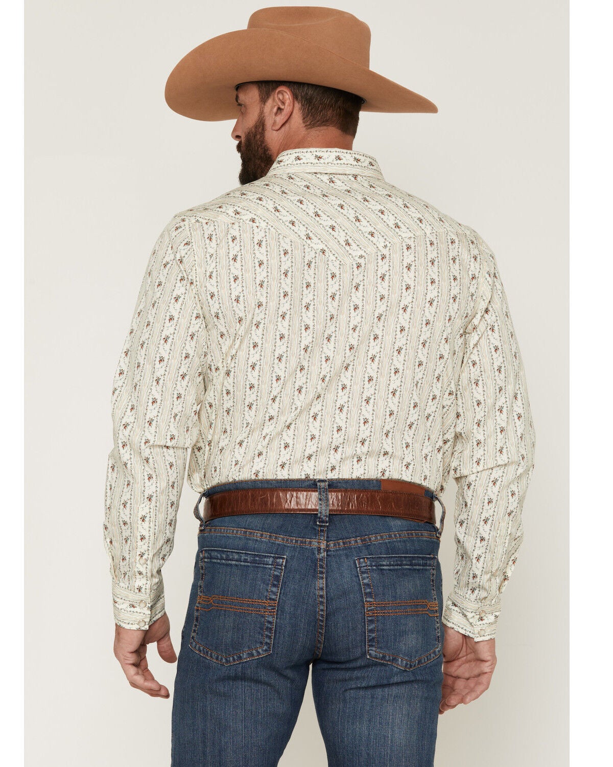 Image #4 - Gibson Trading Co Men's Old Pal Wallpaper Floral Print Long Sleeve Snap Western Shirt - Tall, Ivory, hi-res