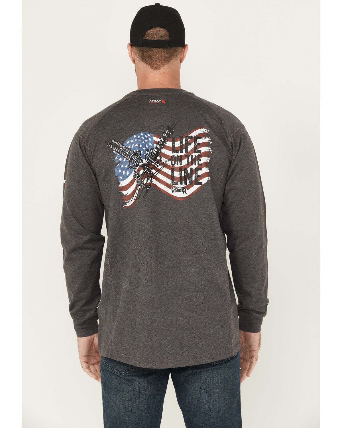 Ariat Men's FR Air Lineman Long Sleeve Pocket T-Shirt, Charcoal, hi-res